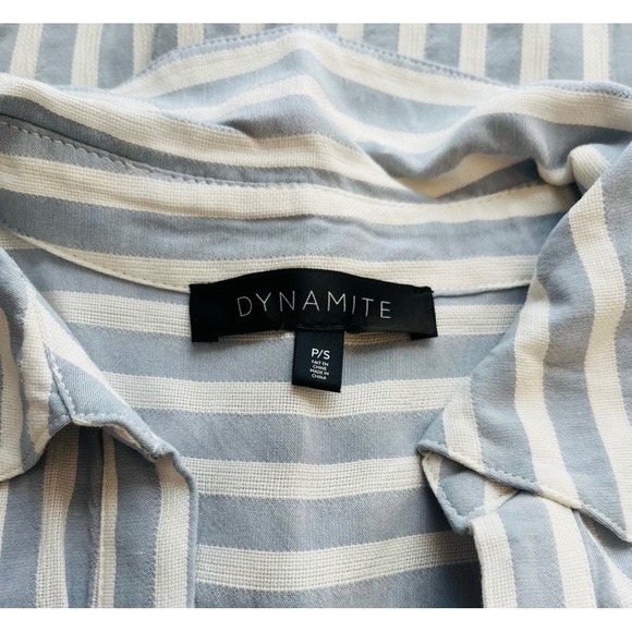 Dynamite Blue & White‎ Striped Shirt Dress with Belt Short Sleeve Small - Picture 9 of 10